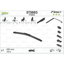 Valeo CADDE101 Silecek Süpürgesi 45CM X1 Muz Tipi First 4 Aparatli/multiconnection Üniversal VFB45