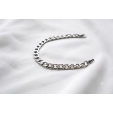 Asd Accessory Zincir 7mm Kalın Silver Renk Model Unisex (Kadın/erkek) Çelik Bileklik/ 19CM