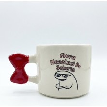 Palto Tasarım Aura Meselesi Bu Şekerim El Yapımı Krem Parlak Kurdele Kulp Kupa - El Işçiliği Hediyelik Kupa Bardak Mug