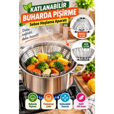 Open City Katlanabilir Paslanmaz Çelik Buharda Sebze Pişirme Haşlama Aparatı 22 cm Buhar Sepeti Orta Boy Ürün