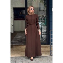 Green Jade Krep Elbise 5017 Kahve