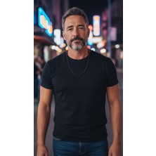 Fundéa Jewelry Erkek Siyah Çelik Burgu Halat Zincir 55 cm Trend Kombin Takı Aksesuar Kolye