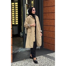 Beiaz Nora Büzgülü Trençkot SK27-1001 Vizon