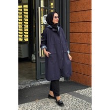 Beiaz Nora Büzgülü Trençkot SK27-1001 Lacivert