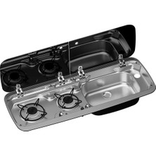 Dometic Smev Mo 9222R 2 Gözlü Ocak Evye Kombinasyonu, Cam Kapaklı, Evye Sağda (9600037324)