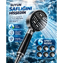 SBN - Store 6 Sprey Modlu Filtreli Duş Başlığı Büyük Su Paneli Silikon Nozullu Modern Tasarım - Lisinya