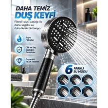 SBN - Store Çok Fonksiyonlu Filtreli Duş Başlığı 6 Farklı Sprey Modu Büyük Panel Siyah - Lisinya