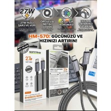 SBN - Store HM-570 27W Örgülü Type-C To Lightning Şarj Kablosu - Lisinya