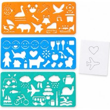 Besing 3'lü Çizim Şablonu Seti – Hayvan, Araç ve Şekil Desenleri - Kids Drawing Stencil Set – 3 Pieces