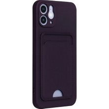 Belirtilmemiş Apple iPhone 12 Kılıf Kelvin Kartvizitli Silikon - Derin Mor