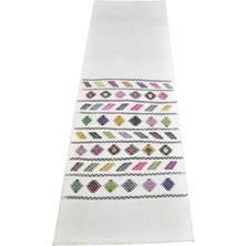 Kilim Antik El Dokuma Ak Pamuklu Yörük Kilim 1900 - Yeni - Çok Renkli