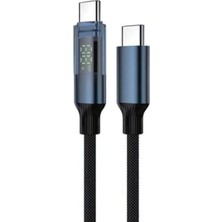 Zipax Redmi 10C 12 13 13C 14C 15 15C 9t Uyumlu Şarj Kablosu Type-C To Type-C 60W Dijital Gösterge TRM-U22CC