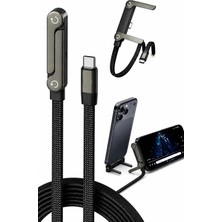 Zipax Huawei Nova 5t 9 Pro 9 Se Y72 Y90 Y91  Uyumlu Şarj Kablosu 60W Type-C To Type-C Stand Özellikli TRM-U26