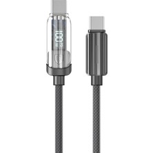 Zipax Trident A24 A25 A29 A54 A60 A80 Uyumlu Şarj Kablosu 100W Dijital Göstergeli Type-C Hızlı Şarj EARL-EC189CC