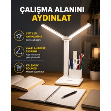 Aslanoğlu Store Kısılabilir LED Masa Lambası – Kalemlik ve Telefon Standlı, Göz Yormayan Işık Yeni Nesil
