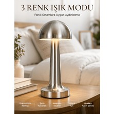Aslanoğlu Store Modern Mantar Masa Lambası Dokunmatik 3 Işık Modlu Şarjlı Kablosuz LED Yeni Nesil