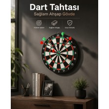 Aslanoğlu Store Duvara Monte Sağlam Ahşap Gövdeli Dart Tahtası Ev ve Oyun Alanları Için 17 Inç
