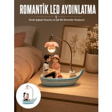 Aslanoğlu Store Romantik Sandal Üzerinde Çift Figürü LED Gece Lambası Masa Dekoru Yeni Nesil