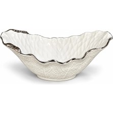 Lamedore Curve Beyaz Sılver Oval Kase 32,5X17X4 cm