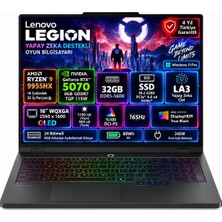 Lenovo Legion Pro 5 16AFR10 Amd Ryzen 9 9955HX 32GB 2tb SSD Rtx 5070 8gb (115W) 16" Wqxga (2560X1600) OLED 165Hz Windows 11 Pro Taşınabilir Bilgisayar 83F2001XTR H1