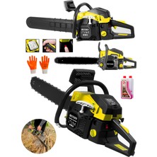 Steiner 2.8 Hp Turbo Profesyonel 52CC Çift Egzoz 50CM Ağaç Odun Dal Kesme Benzinli Testere Hızar Makinesi Sarı