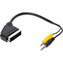 Aslanoğlu Store Uydu Alıcısı Av Kablo 3.5 mm Stereo Erkek-Scart Kablo 35 cm Uzun-Kısa Jack Bir Arada