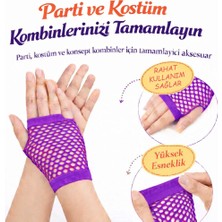 Aslanoğlu Store 80’ler 90’lar Retro Mor File Parmaksız Kısa Eldiven 11 cm