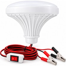 Belirtilmemiş 12V Anahtarlı Seyyar Lamba 2 Metre Kablolu Akü Maşalı 24W Beyaz LED Ampul (Dc 12 Volt Aküler Için)