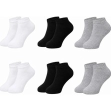 SBN - Store Erkek Bambu Patik Çorap 6'lı Paket, Siyah Beyaz Gri, Nefes Alan Nem Emici Yumuşak Günlük Spor Bilek Çorabı