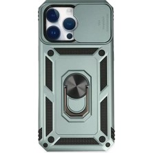 Belirtilmemiş Apple Iphone 14 Pro Kılıf Pars Lens Yüzüklü Silikon - Yeşil