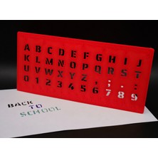 SBN - Store 3D Baskı Alfabe, Rakam ve Cetvel Şablonu - Yazı Çizim Kalıbı - Kırmızı