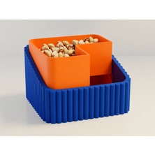 SBN - Store 3D Baskı Fıstık Kasesi - Çift Hazneli Kabuk Ayırıcı Sunum Kasesi - Mavi Turuncu
