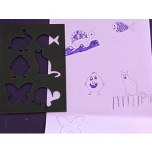 SBN - Store 3D Baskı Hayvan Figürleri Çizim Şablonu - Çoklu Desen Kalıbı - Siyah