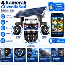 Dobest 4g Sım Kartlı 4K 5 Lensli 8x Zoom Solar Ptz Güvenlik Kamerası V380 Pro Güneş Enerjili Ultra Hd Dış Mekan Kamera