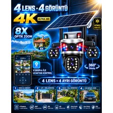 Dobest 4g Sım Kartlı 4K 5 Lensli 8x Zoom Ptz Solar Güvenlik Kamerası V380 Pro Güneş Enerjili Dış Mekan Kamera
