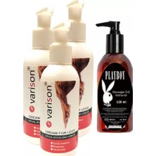 SBN - Store Hintohu Varison Varicose Vein Defense Cream ,,diz,bacak Bakım Kremi 120 ml 3 Adet + Playboy Masaj Yağı 120 ml