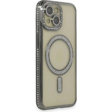 Belirtilmemiş Apple iPhone 15 Kılıf Joke Simli Magneticsafe Kılıf - Gri