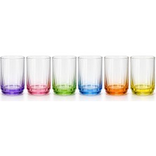 Easy Life Collection's Rainbow 6'lı Cam Su Bardağı Seti - Renkli - 400 ml
