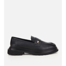 Hotiç 01AYH337430A100 KADIN Deri Siyah Kalın Tabanlı Klasik Loafer