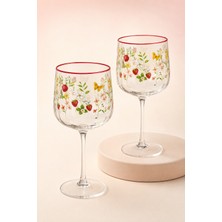 Easy Life Collection's Jardin Des Fraises 2'li Cam Şarap Kadehi Seti - 450 ml