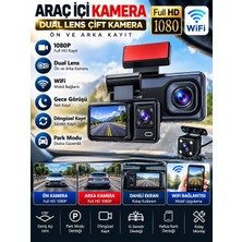 Azurtech Full Hd 1080P Wifi Araç Içi Kamera Dual Lens Ön Arka Kayıt Gece Görüşlü Araç Kamerası