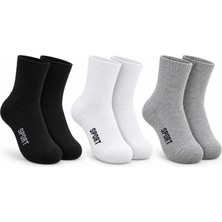 Balance Life Çocuk Spor Çorap 3'lü Set Siyah Beyaz Gri Ince Dikişli Kokulu Yıkama Yumuşak Esnek Günlük Çorap Seti — Renk: Çok Renkli, Beden: 7-8 Yaş