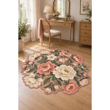 Rugs Modern Halı Dora Vintage Botanik Desenli Kırık Beyaz, Bej ve Kırmızı Ince Dokuma Taban Salon Halısı OZL386