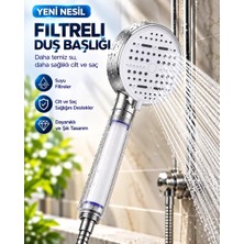 Nemere İthalat Çok Fonksiyonlu Filtreli Duş Başlığı 6 Farklı Sprey Modu Büyük Panel Beyaz Nemere Ithalat