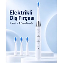 Nemere İthalat 1. Hassas ve Masaj Modlu USB Şarjlı Beyaz Elektrikli Diş Fırçası 3 Başlık Hediyeli Nemere I