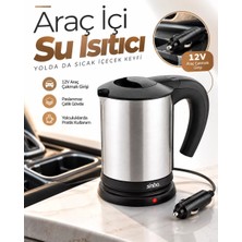 Nemere İthalat Araçta Sıcak Su Hazırlamak Için 12V Çakmak Girişli Paslanmaz Çelik Su Isıtıcı Kettle Neme