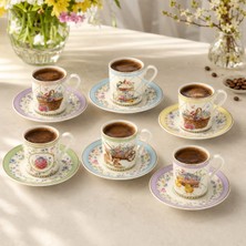 Easy Life Collection's Easy Life Spring Bloom 6'lı Porselen Kahve Fincan Seti - 100 ml