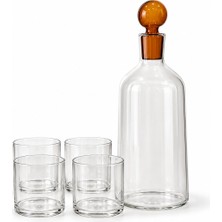 Pozzi Milano Fun-Classy Borosilikat 5 Prç. Set 4 Bardak 1 Şişe (Kapaklı) Amber - PM0152 Ambr
