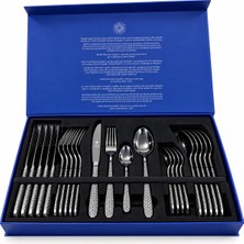 Pozzi Milano Essentials 24 Parça Siyah Çatal, Kaşık ve Bıçak Takımı