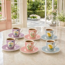 Easy Life Collection's Easy Life Royal Blossom 6'lı Porselen Kahve Fincan Seti 100 ml